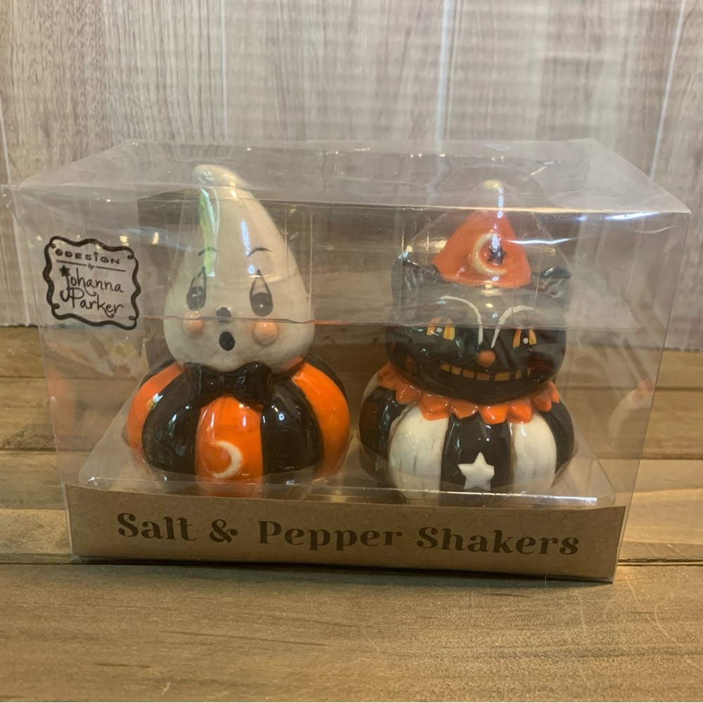 Johanna Parker Salt Pepper Cat Ghost Happy Faces Halloween New — Package Torn